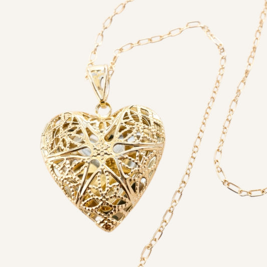 Heart Filigree Locket Necklace