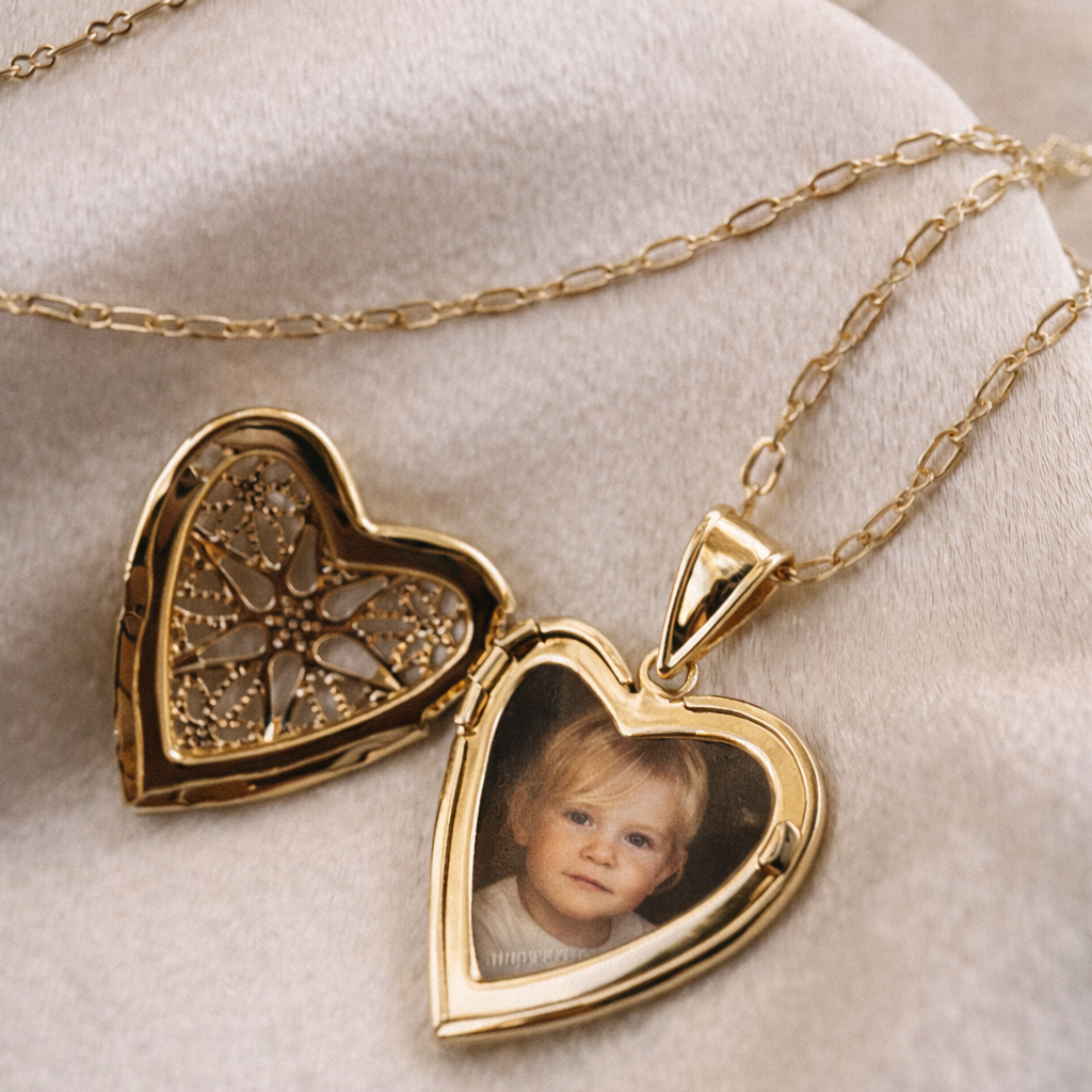 Heart Filigree Locket Necklace